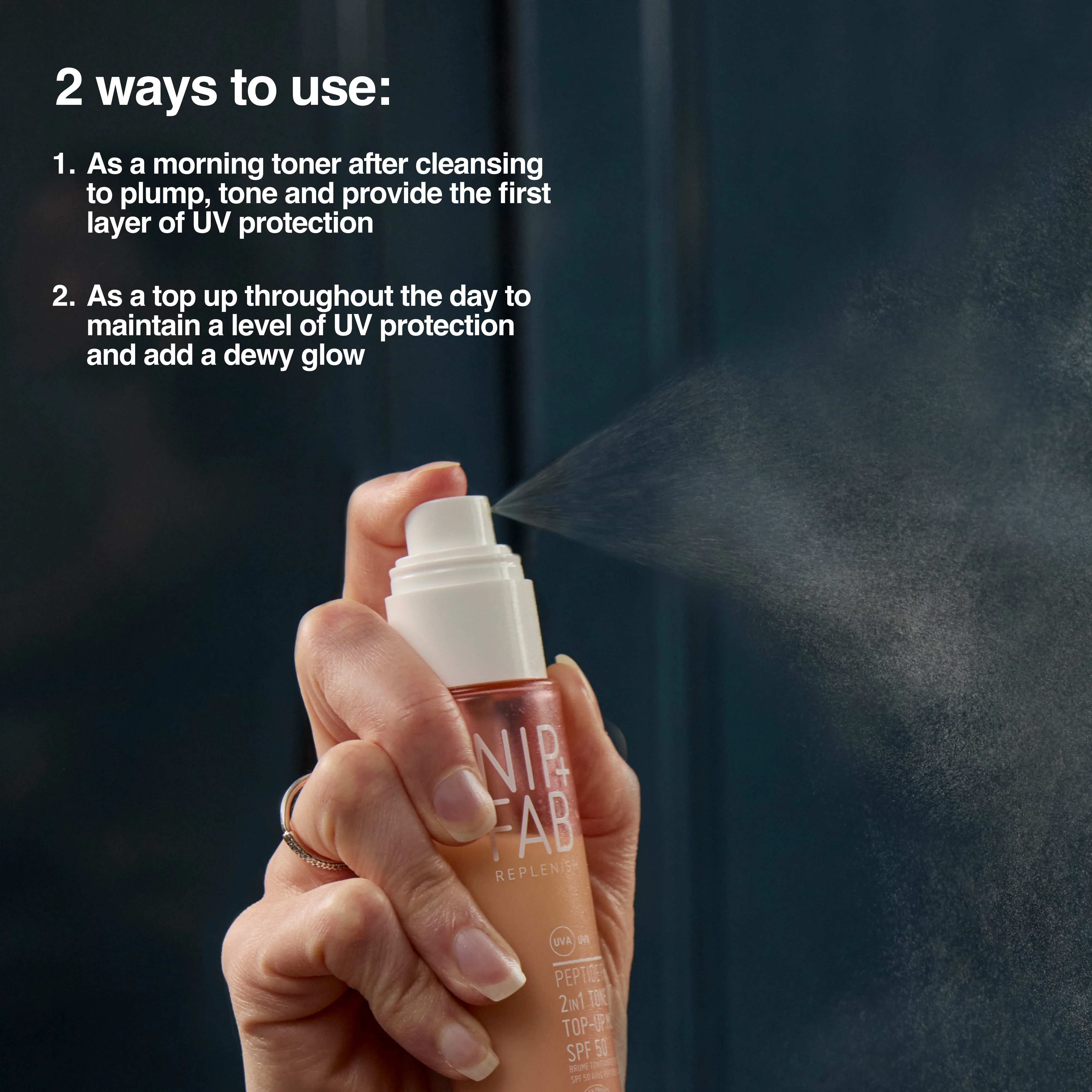 Peptide Fix 2-in-1 SPF 50 Tone + Top Up Mist 4% 75ml - Image 7